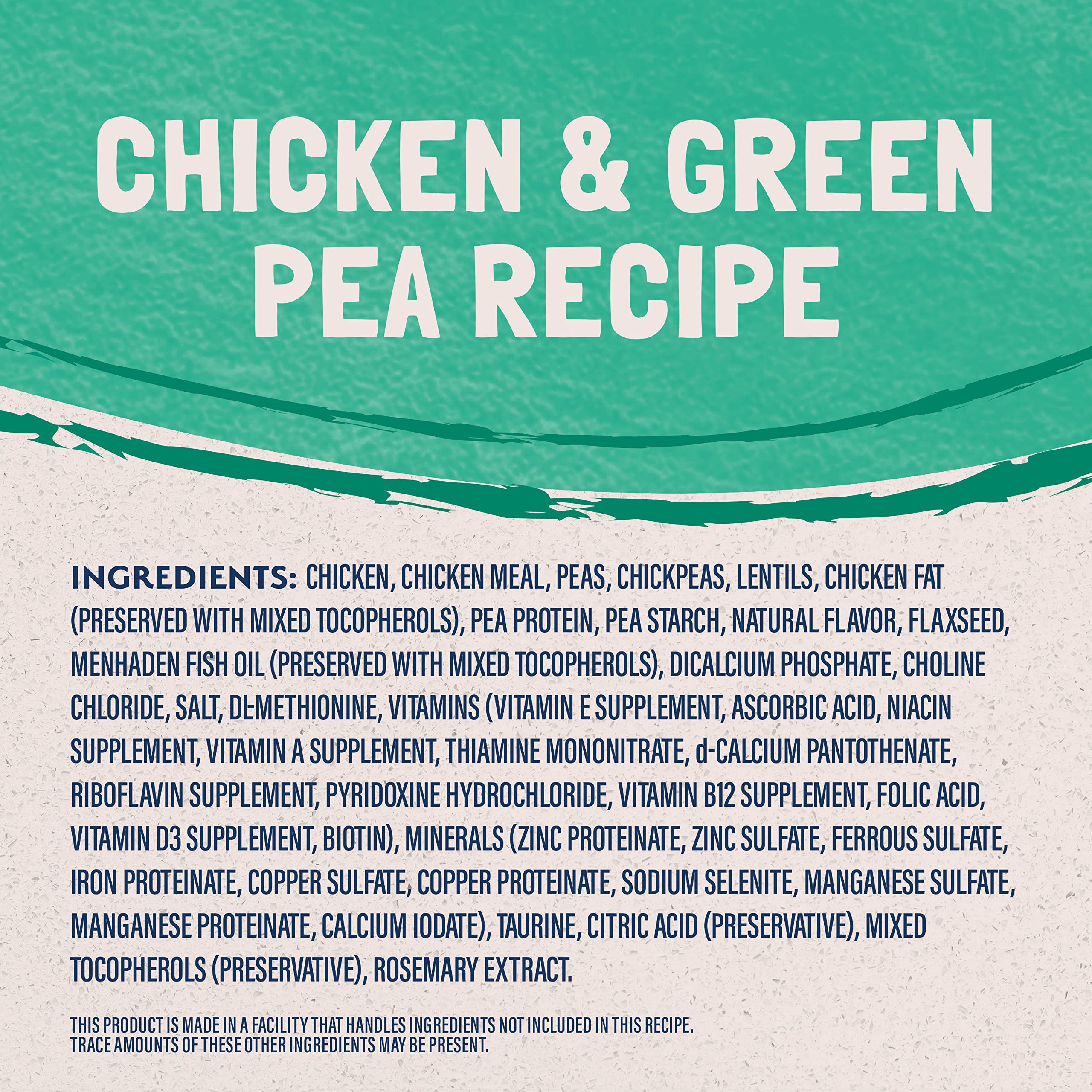 Natural Balance Limited Ingredient Adult Cat Food with green peas close-up emphasizing fiber support.