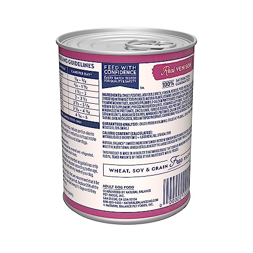 Natural Balance Limited Ingredient open can indicates easy, palatable meals for dogs.