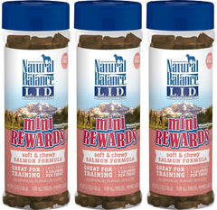 Natural Balance Mini Rewards salmon soft treats for training motivation.