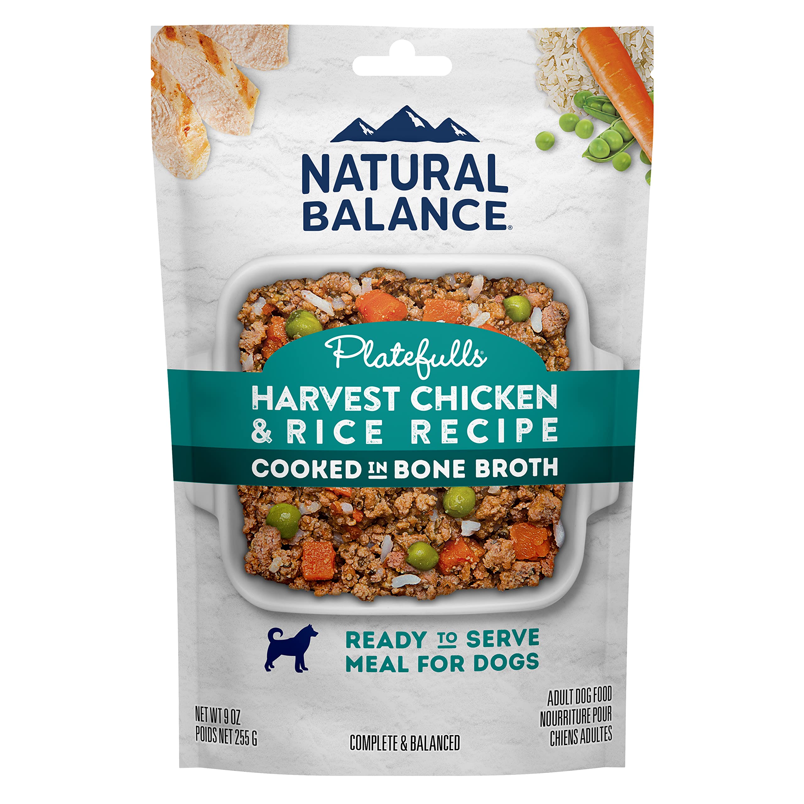 Natural Balance Platefulls Homestyle dog food in a bowl, great as a meal option for picky eaters.