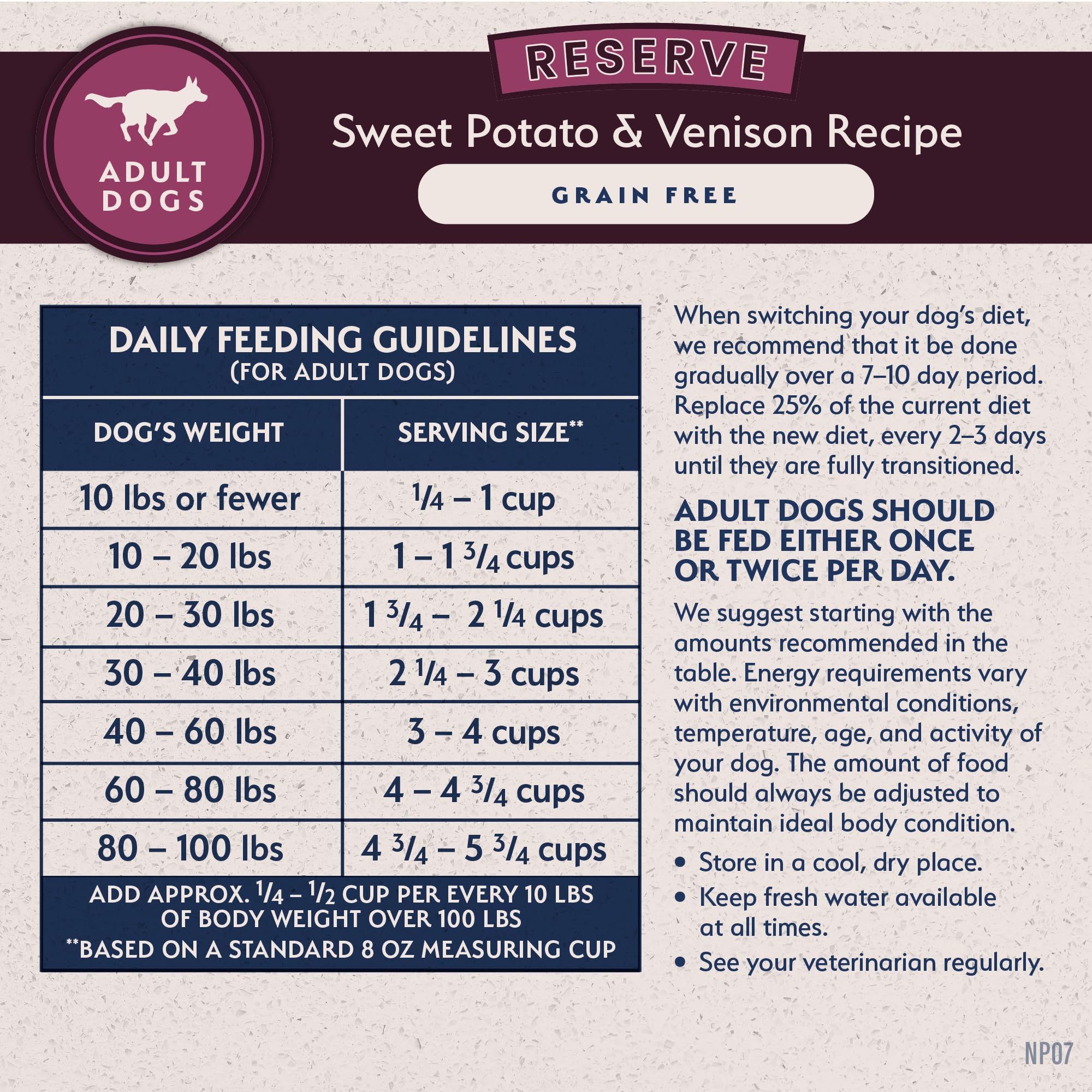 Natural Balance Reserve 22-pound bag ready for steady feeding