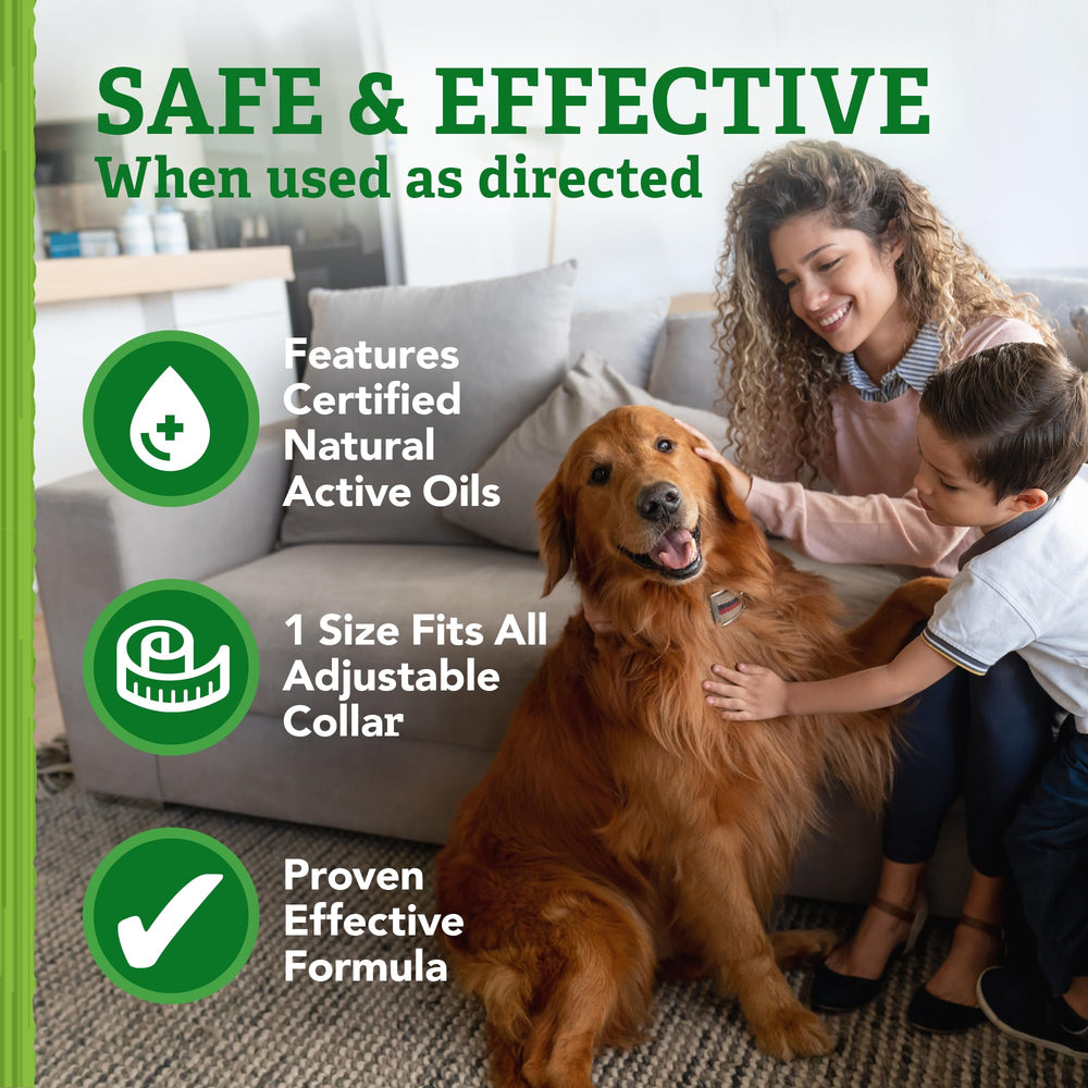 Natural Care repellent collar showcases USA-made claim as trusted natural protection.