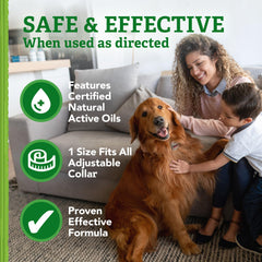 Natural Care repellent collar showcases USA-made claim as trusted natural protection.