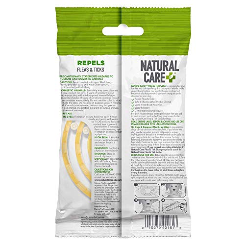 Natural Care Repellent Flea Tick Collar on a dog's neck demonstrates secure adjustable fit.