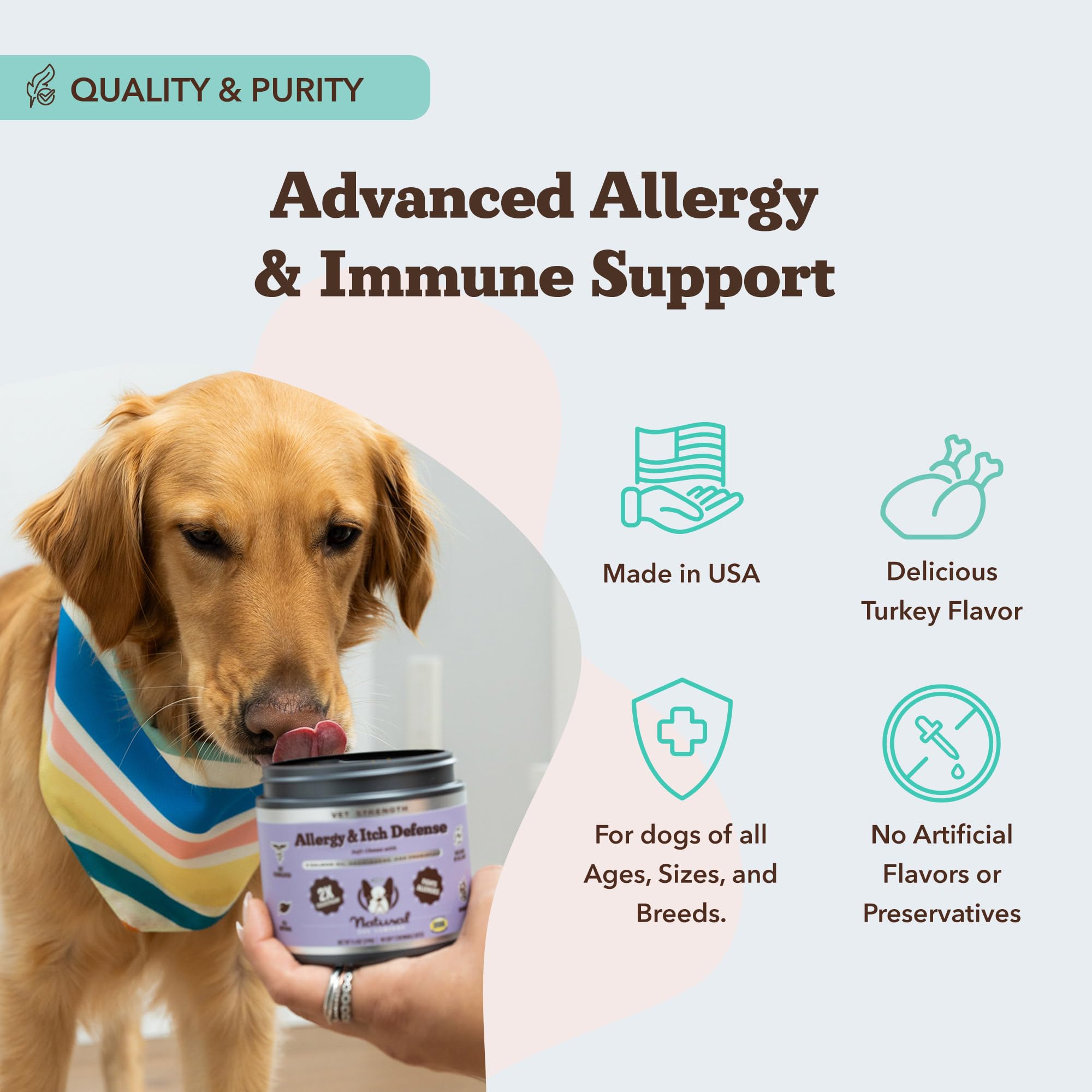Natural Dog Company dosing chart shows weight-based guidance