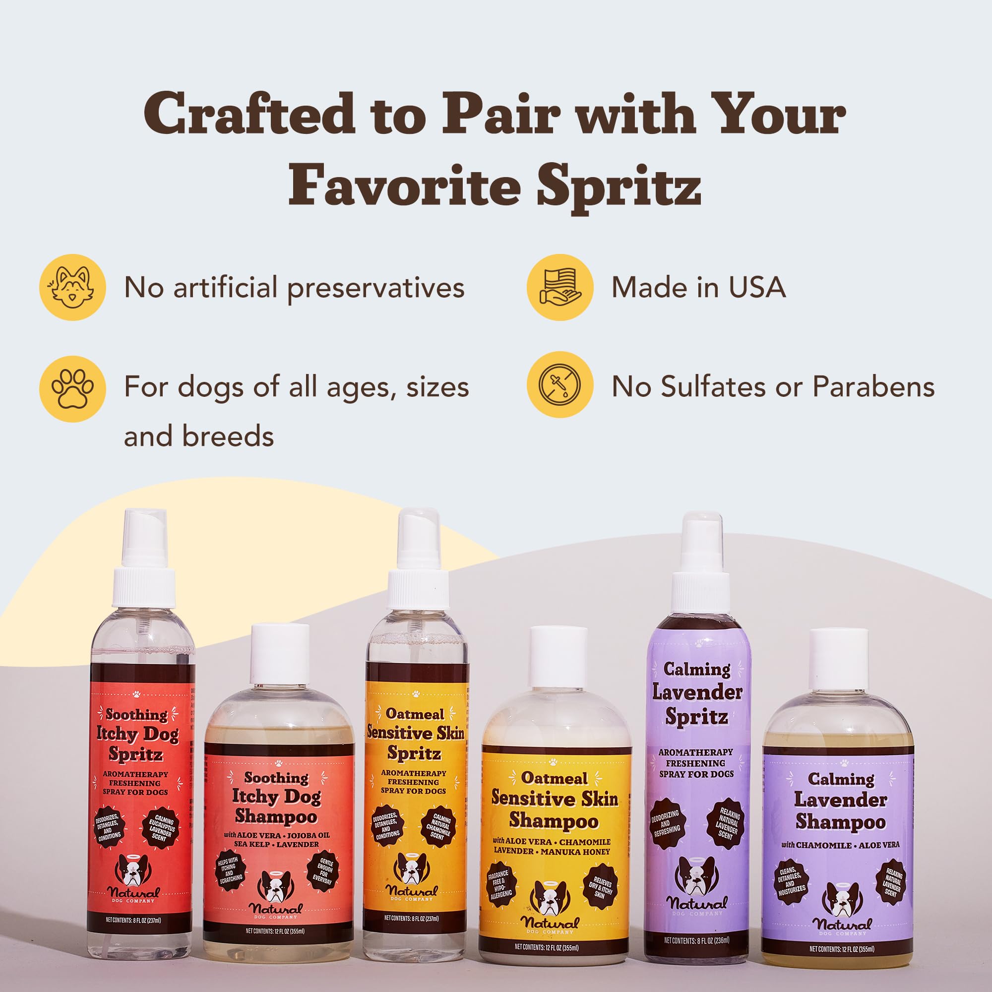 Natural Dog Company calming lavender shampoo recyclable packaging on bottle