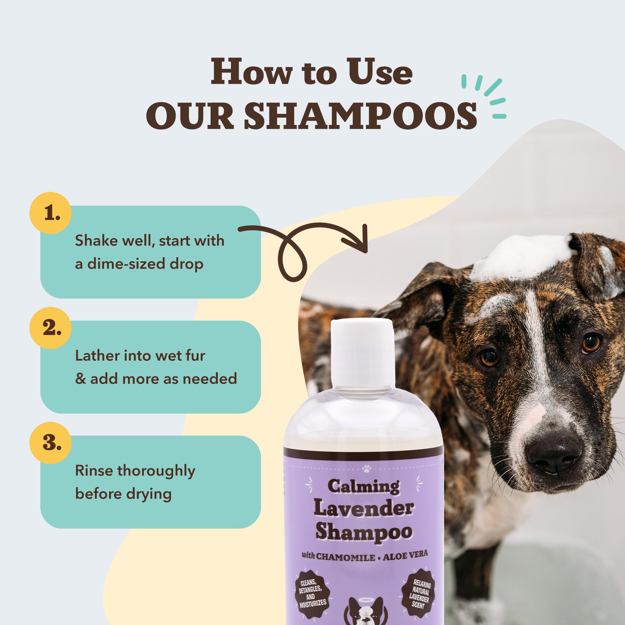 Natural Dog Company calming lavender shampoo ingredients aloe vera emphasizing hydrating skin