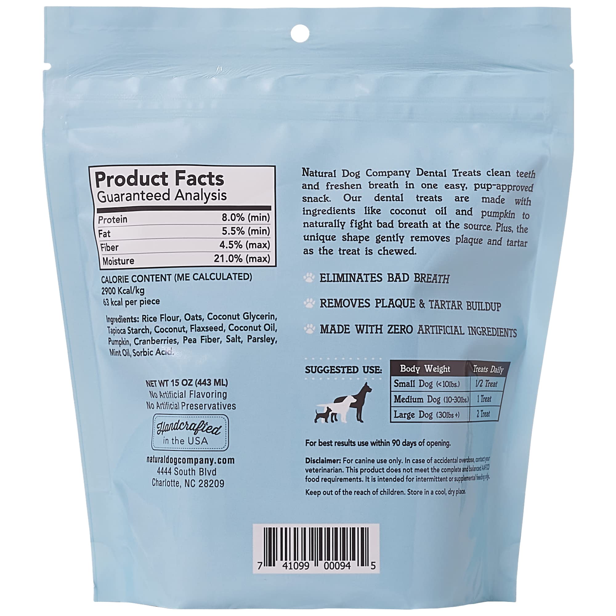 Natural Dog Company dental chews made in USA emphasizes quality and safe manufacturing