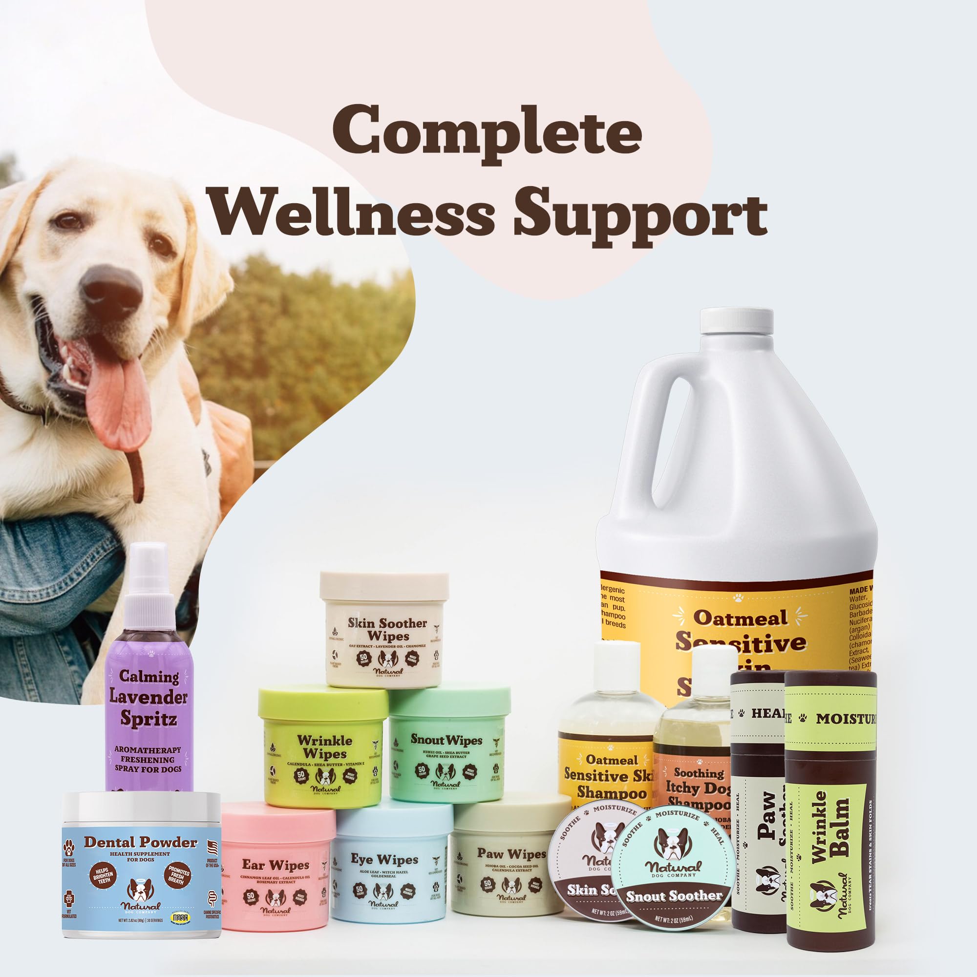 Natural Dog Company dental powder pack shot showing a 30-day supply.