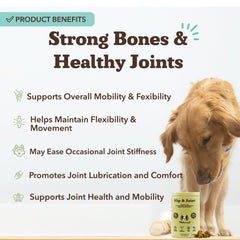 Natural Dog Company hip and joint chews bottle open showing texture for joint comfort