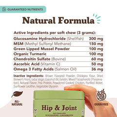 Natural Dog Company chews with glucosamine imagery to emphasize joint care