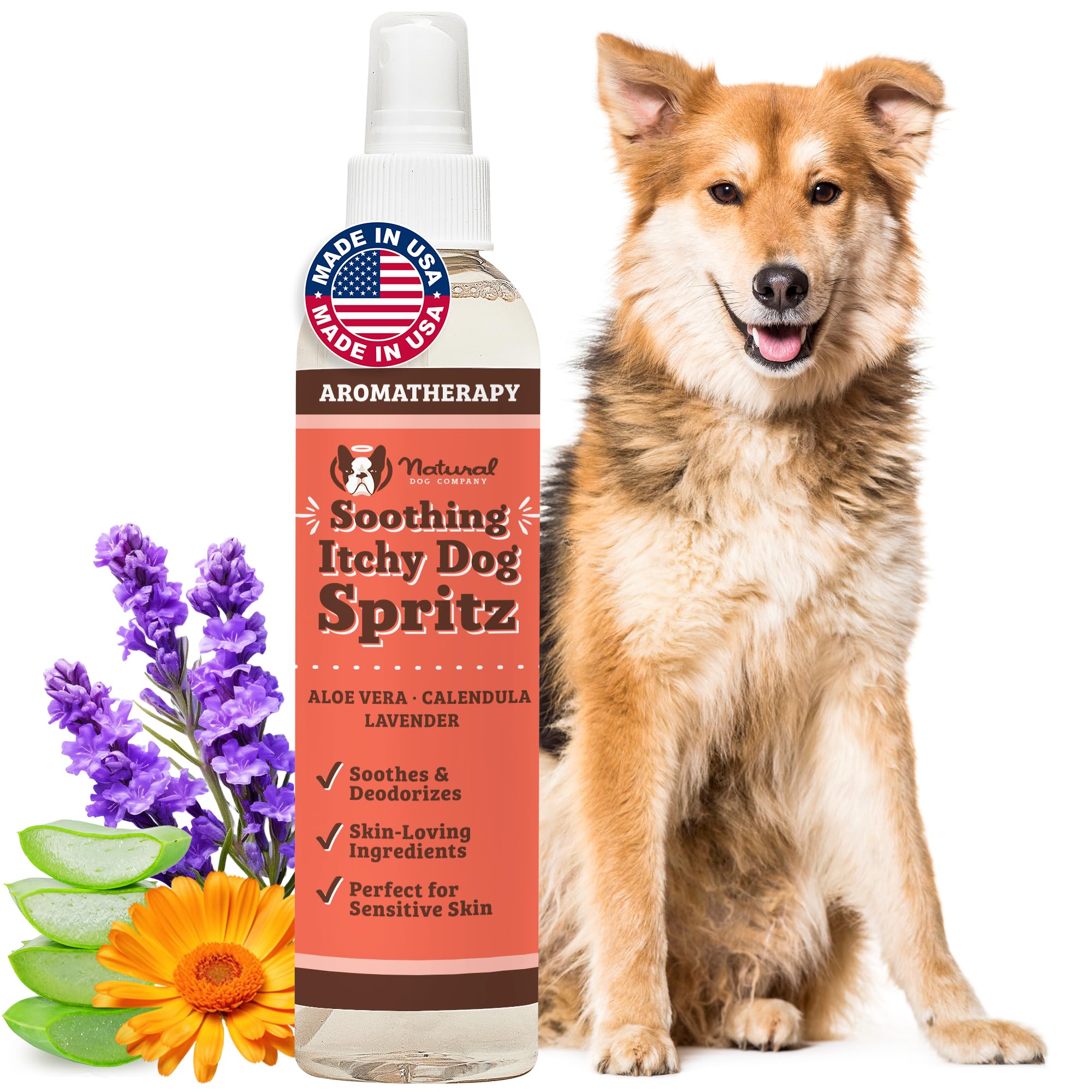 Natural Dog Company Itchy Dog Spritz bottle for deodorizing refresh between baths