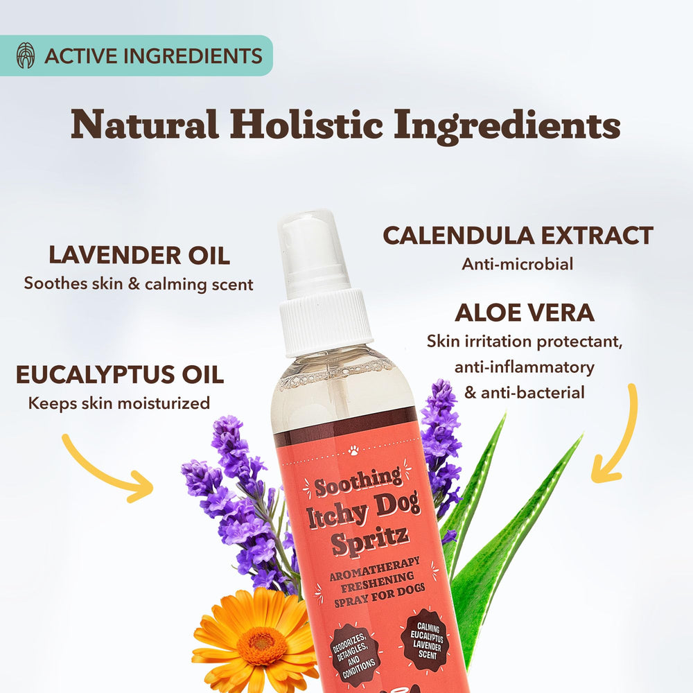 USA-made label on Natural Dog Company Itchy Dog Spritz packaging