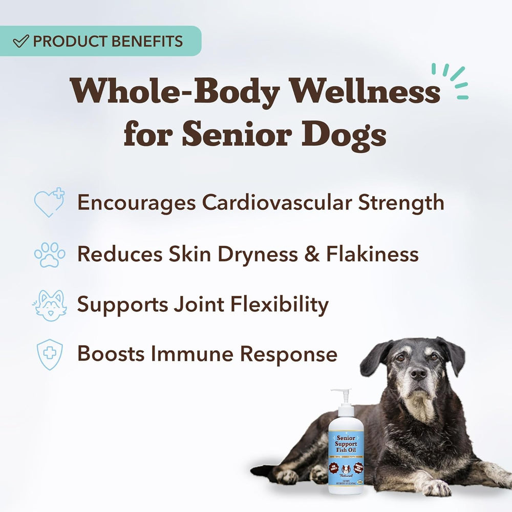 Natural Dog Company Omega-3 fish oil label closeup highlights quality.