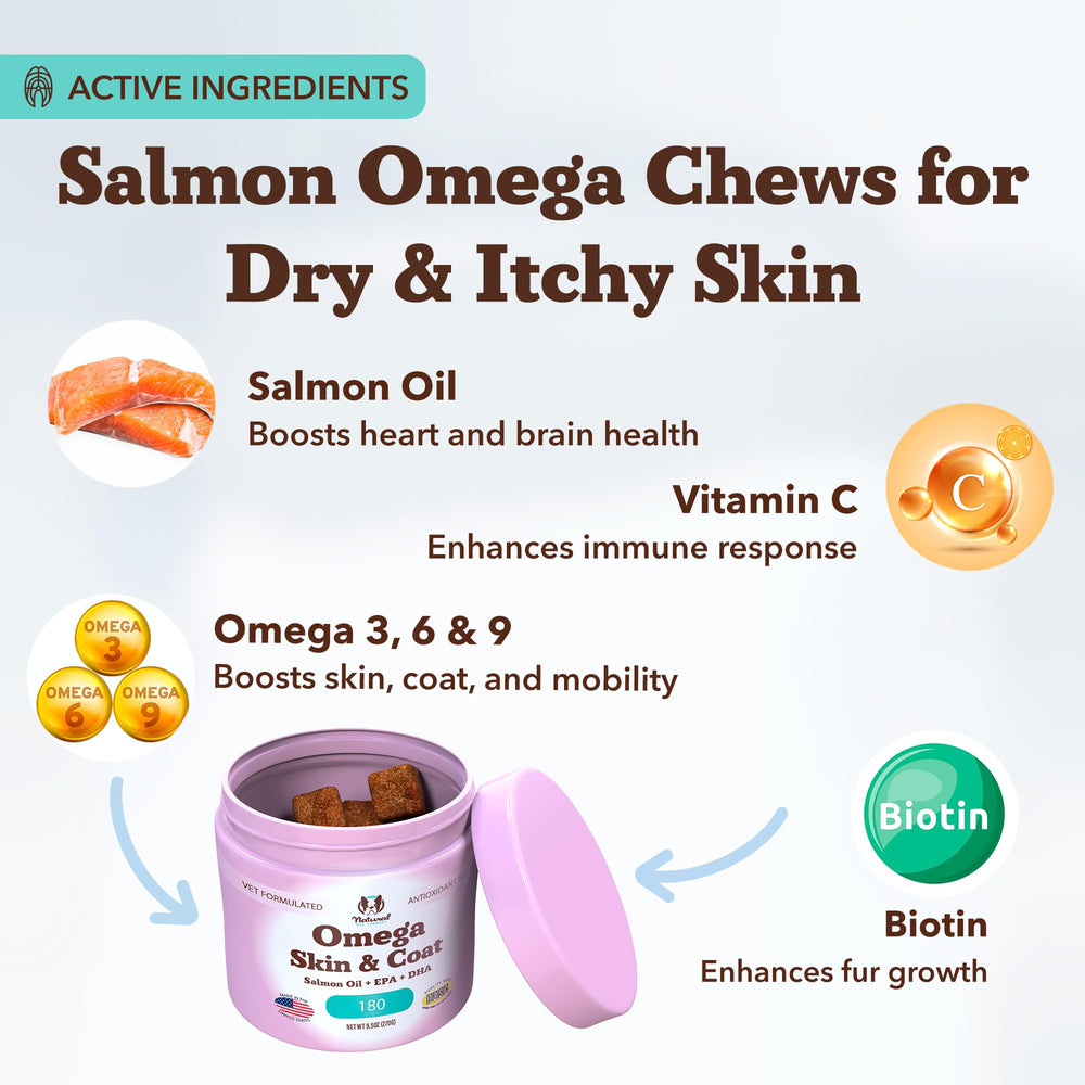 Natural Dog Company Omega Chews soft chews are easy to feed for coat support.