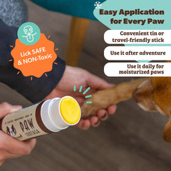 Natural Dog Company Paw Soother Travel Stick packaging highlights travel-friendly paw care.
