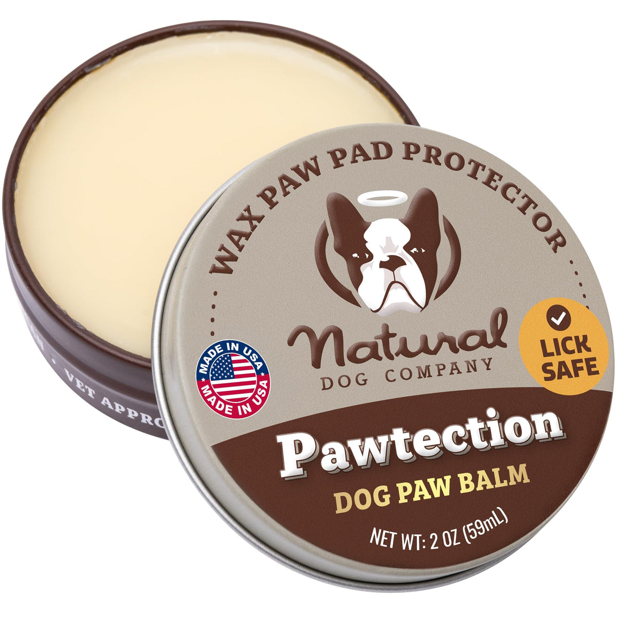 Natural Dog Company PawTection Balm tin with wax shield for outdoor paw protection