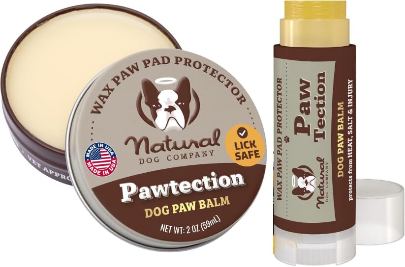 Natural Dog Company Pawtection 2oz tin, protective paw wax for hot pavement usage.