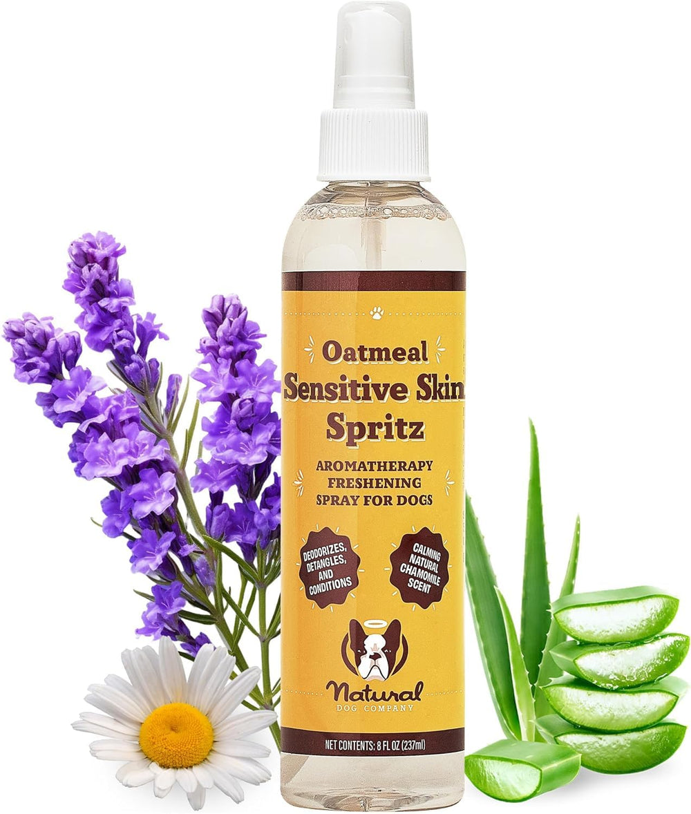 Natural Dog Company formula with aloe and calendula offers gentle skin conditioning between baths.