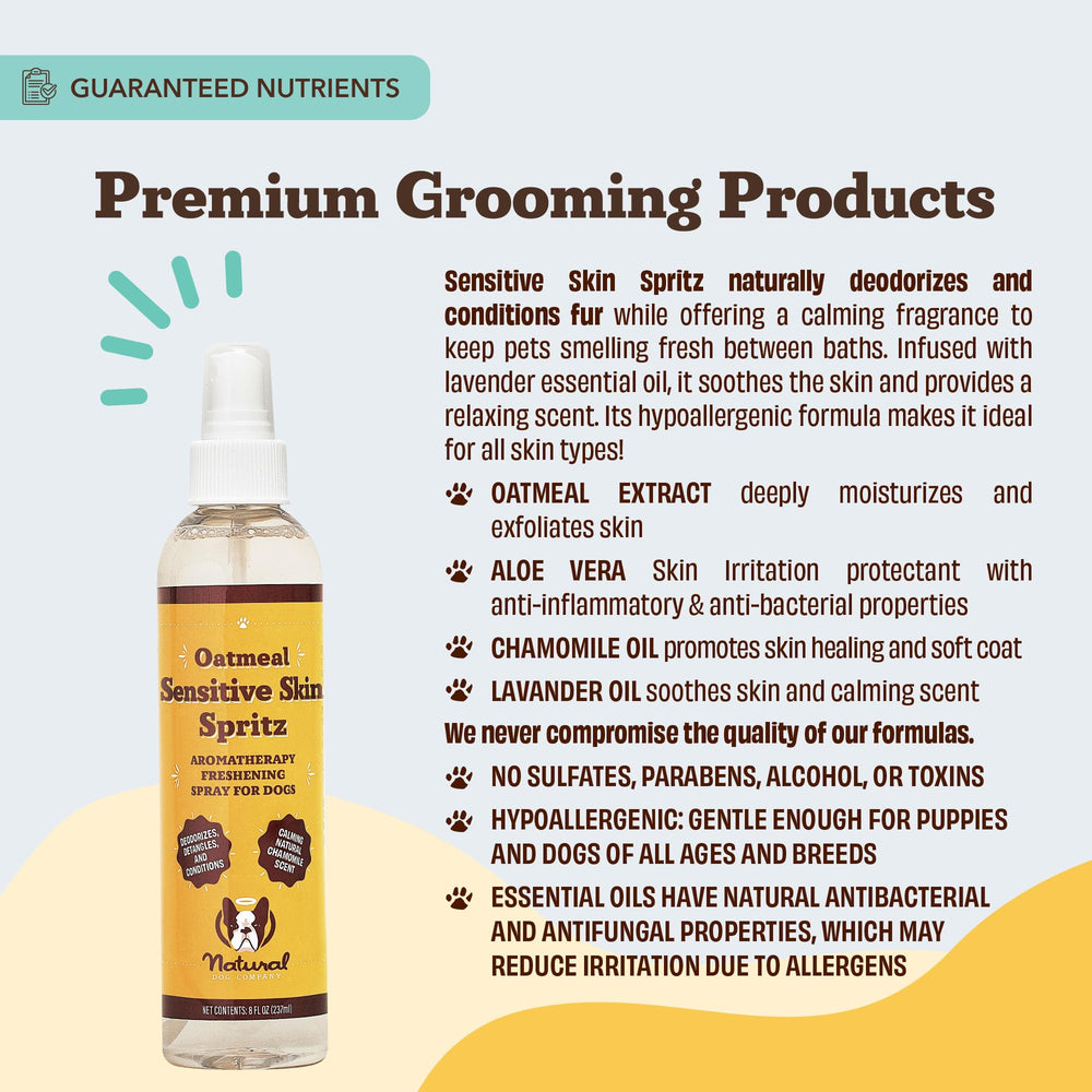 Natural Dog Company spray is safe for puppies and seniors with sensitive skin.