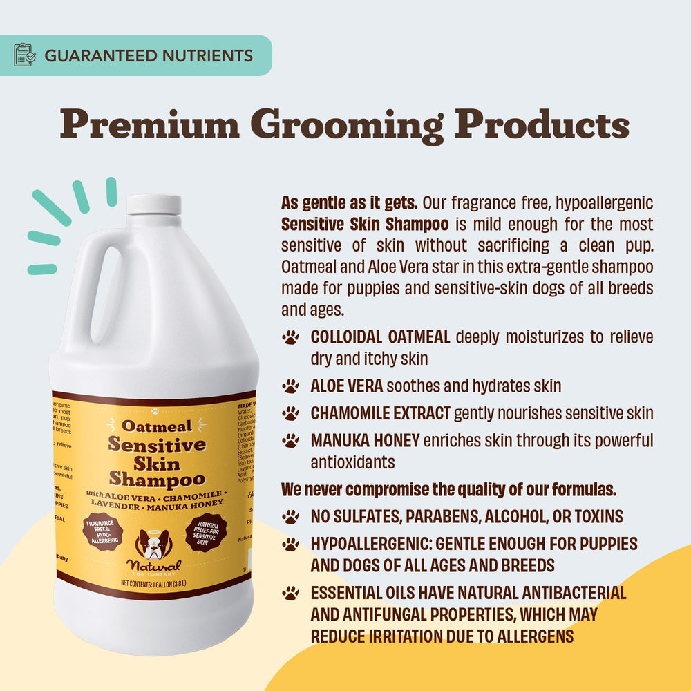 Natural Dog Company bottle demonstrating safe, gentle care for all ages