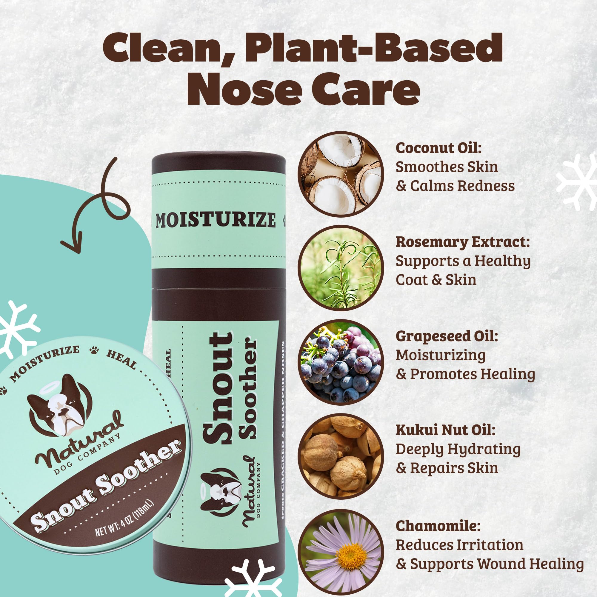 Natural Dog Company Snout Soother USA-made packaging and organic ingredients.