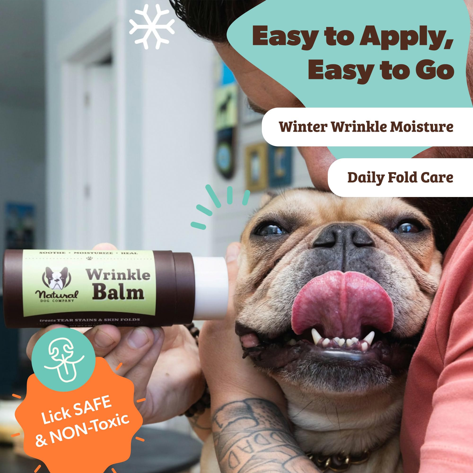 Natural Dog Company wrinkle balm being absorbed by skin folds with candelilla wax