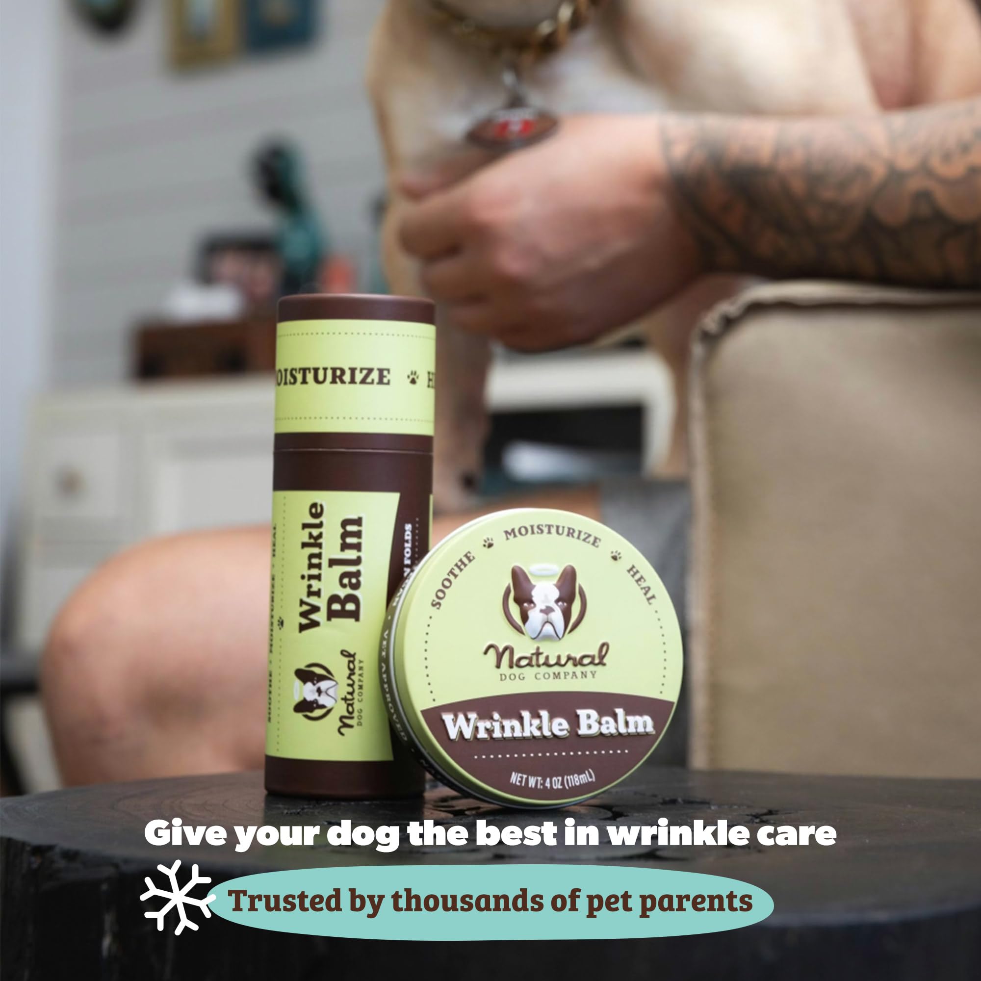 Natural Dog Company wrinkle balm-application easy daily routine with wrinkle wipes