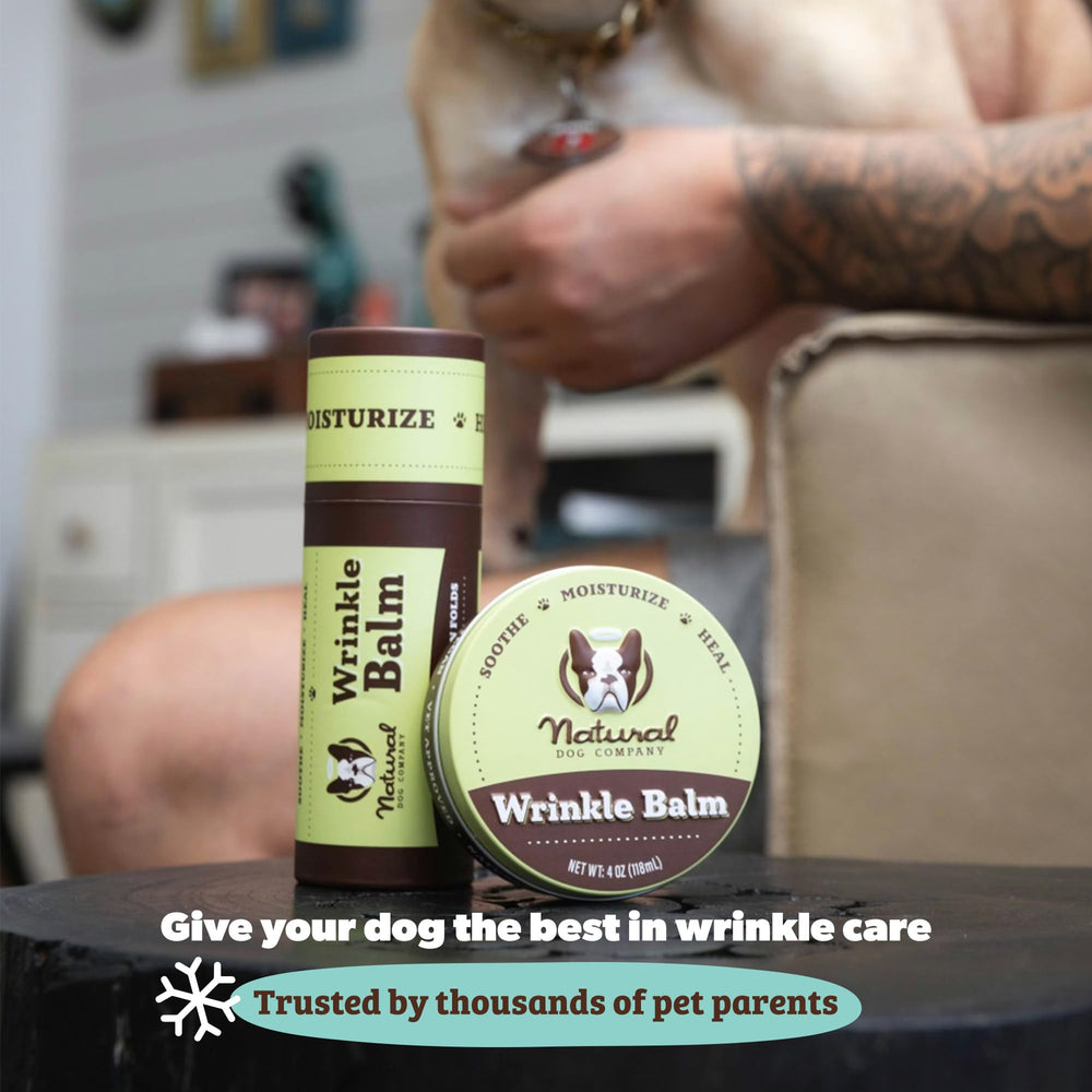 Natural Dog Company wrinkle balm-application easy daily routine with wrinkle wipes