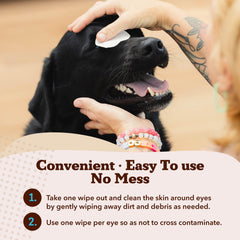 Natural Dog Eye Wipes with Aloe Vera for hydrating cleansing around eyes