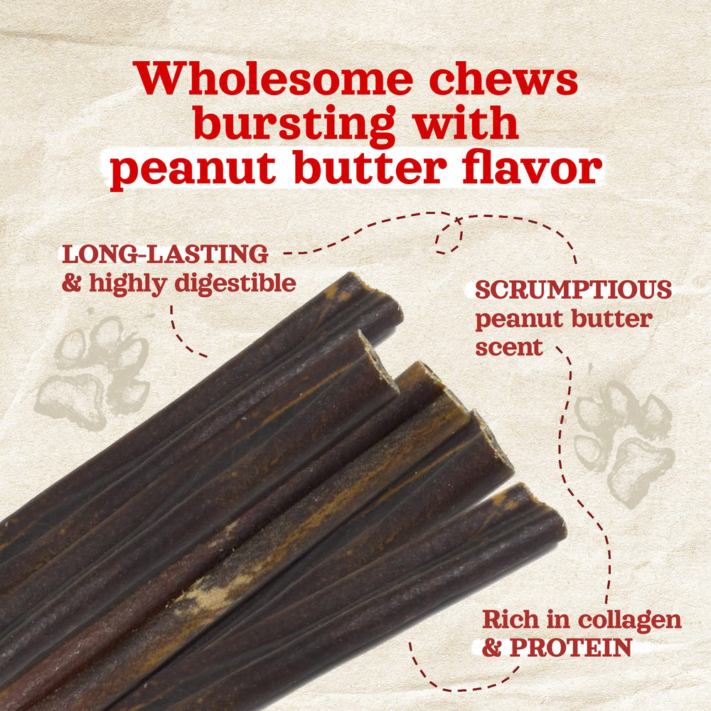 Natural Farm Beef-Skin Collagen Sticks closeup, highlighting natural ingredients and toxin-free rawhide alternative.