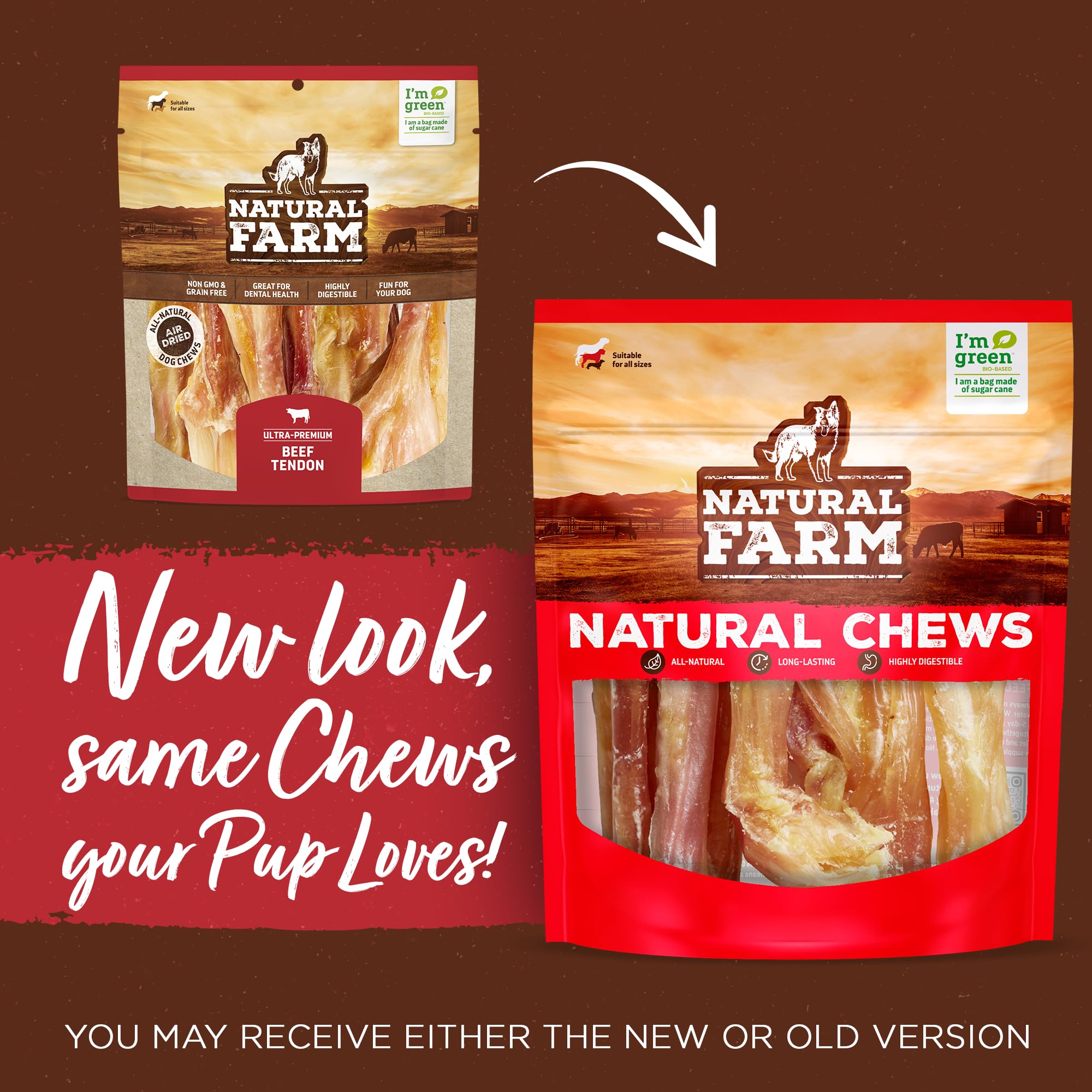 Natural Farm 12-pack packaging close-up showing grain-free, hormone-free chews for dogs.