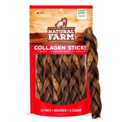 Natural Farm braided collagen chews dog 12in pack offers long-lasting chew