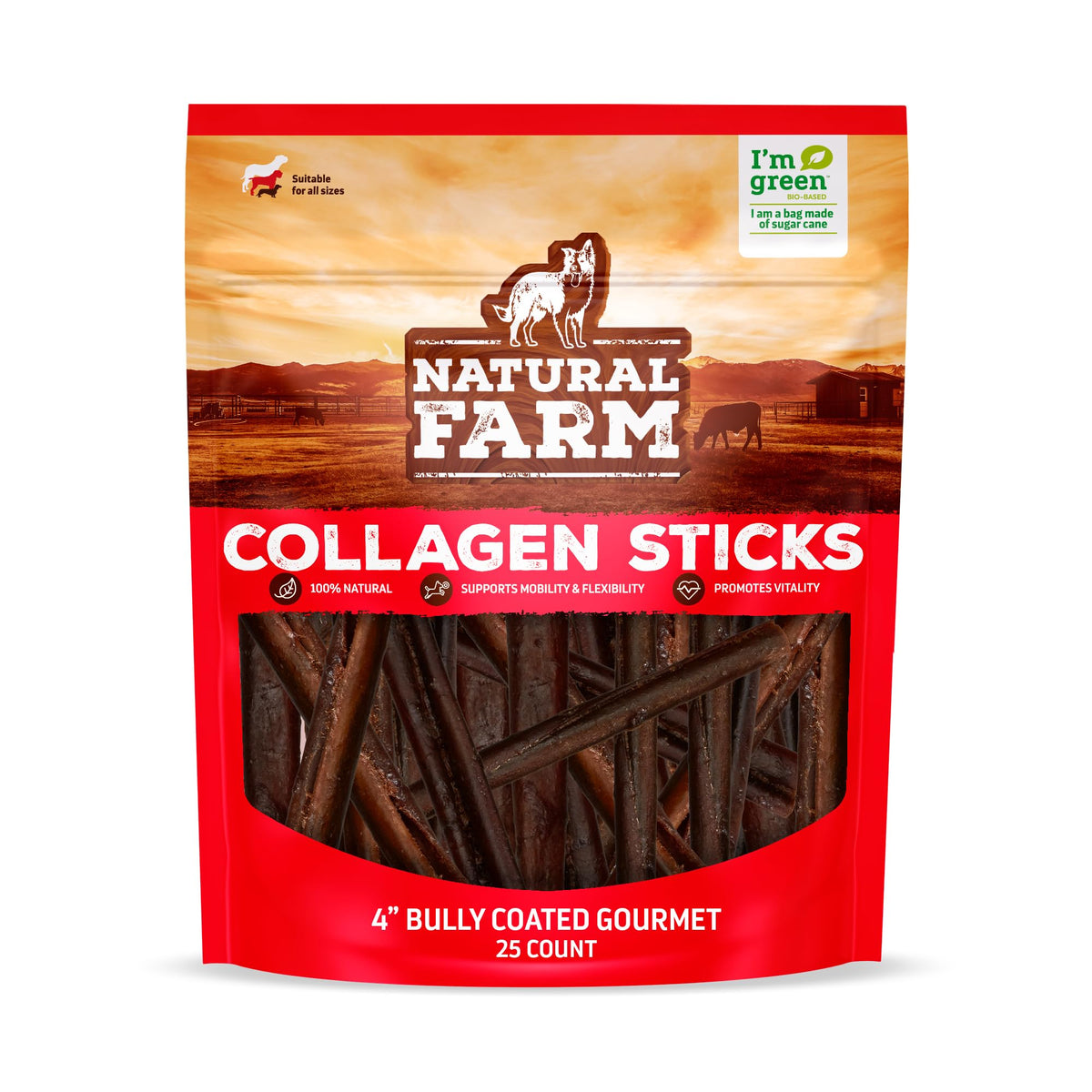 Natural Farm bully-coated collagen stick 4inch ready for long chew entertainment