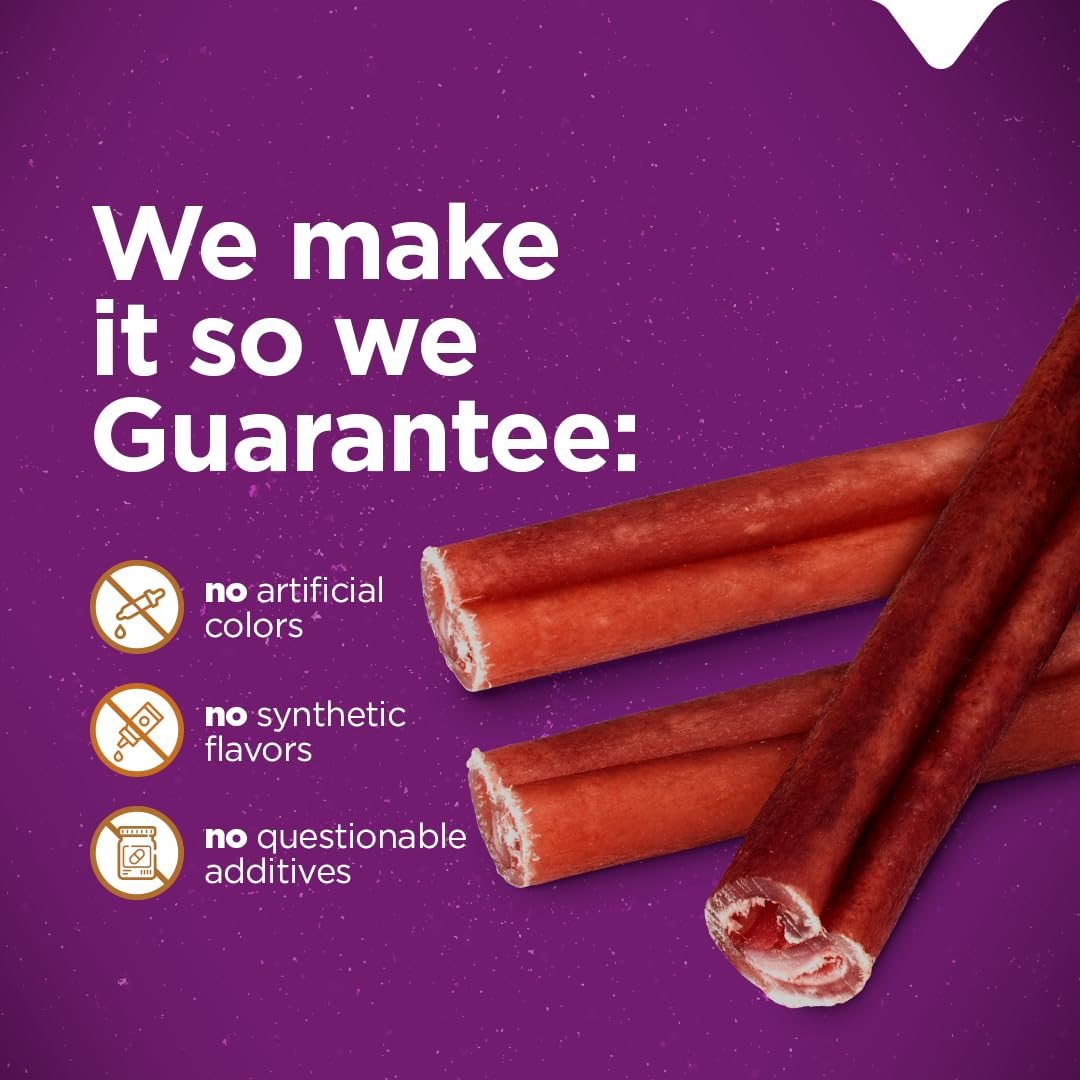 Natural Farm bully-stick alternative texture closeup suggests robust chew time and potential joint support for active dogs.