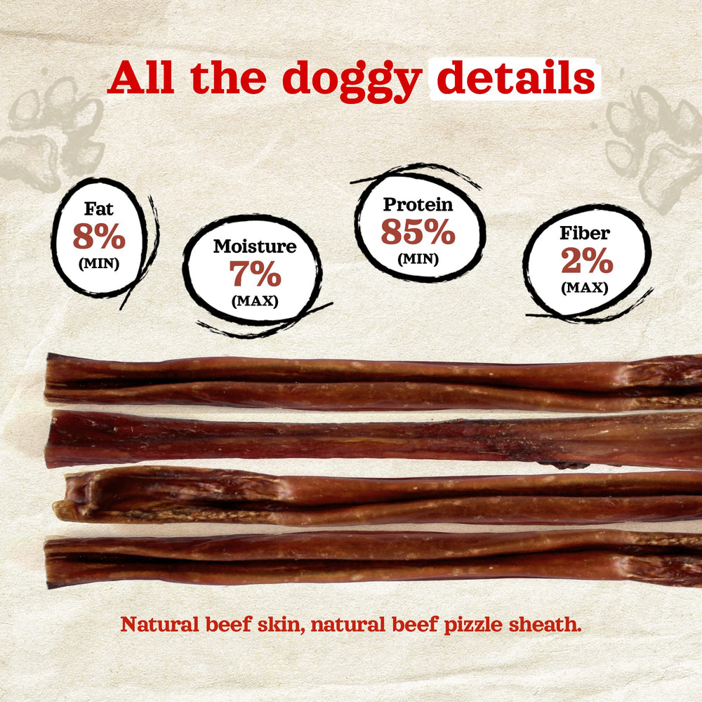 Natural Farm Bully Sticks pack label shows premium Brazilian beef source