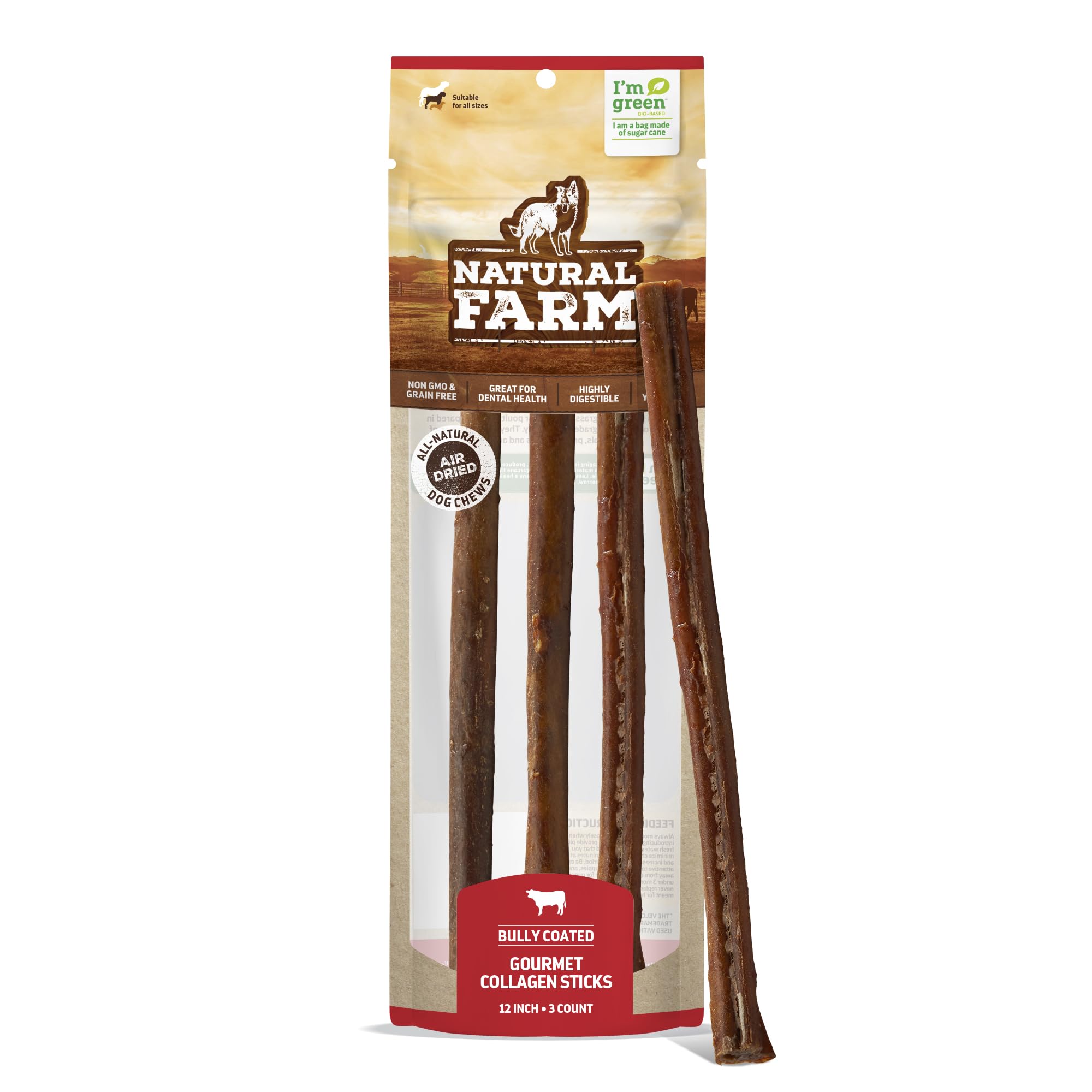 Natural Farm Collagen Chews 6in pack — odor-free treat with joint support potential.