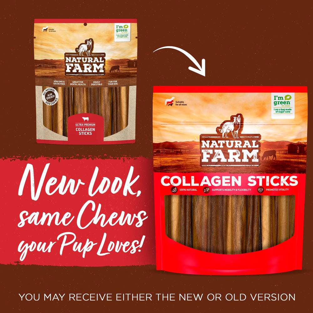 Natural Farm collagen sticks closeup highlights beef skin texture for teeth