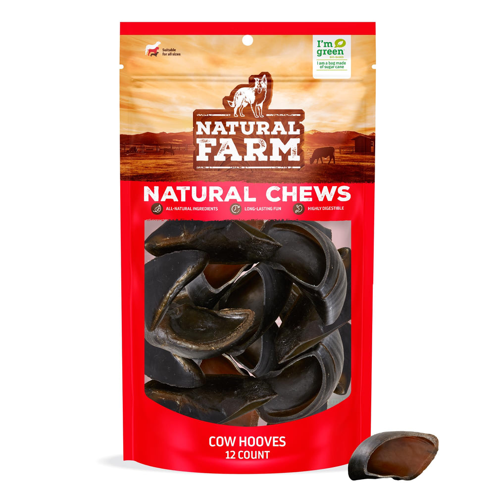 Natural Farm grass-fed beef hooves treats offer a natural dental chew.
