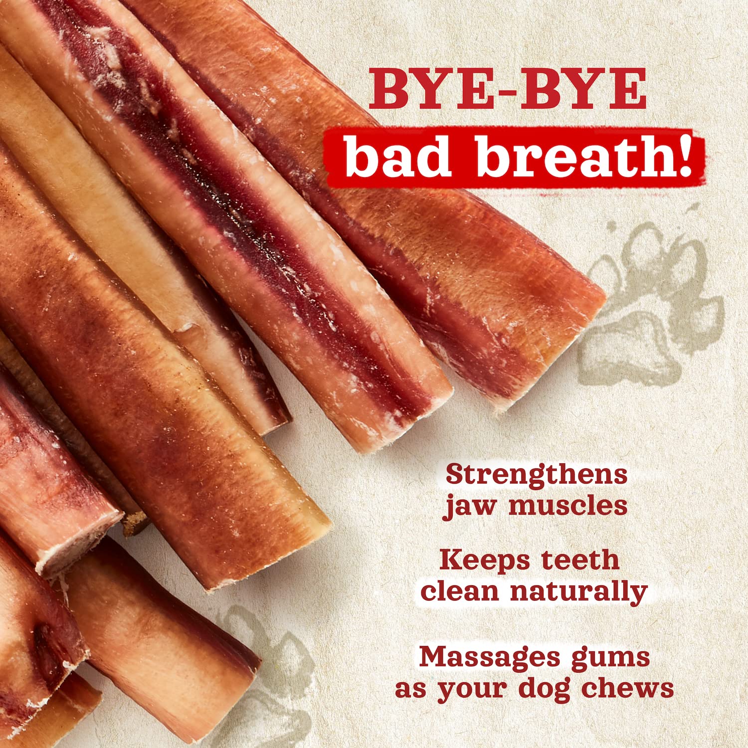 Natural Farm Jumbo Bully Sticks 6in dental-friendly texture promotes clean teeth during chewing