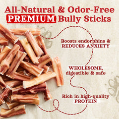 Natural Farm Odor Free Bully Sticks chew texture shown for safe chewing