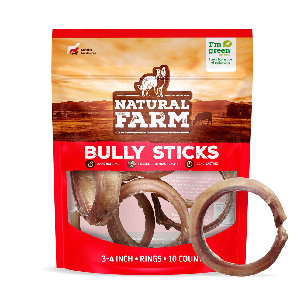 Natural Farm odor free ring 3-4 inch bully sticks for crate training and rewards