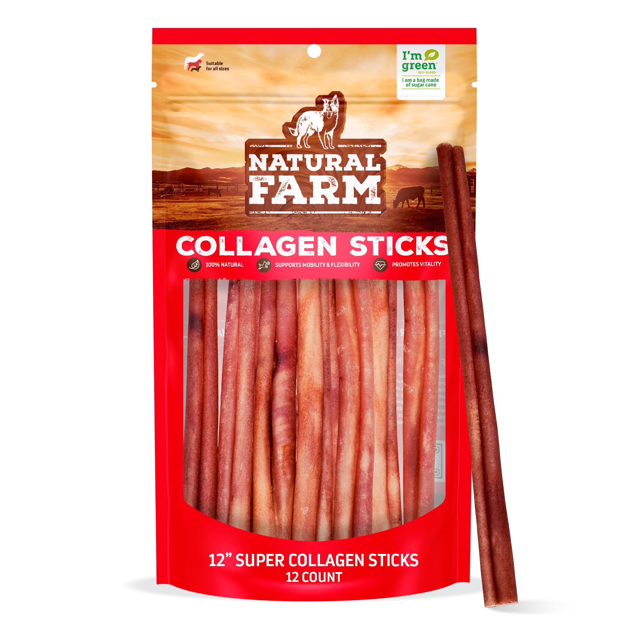 Natural Farm Odor-Free Super Collagen Chews 12-inch stick ready for extended chews