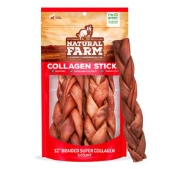 Natural Farm Odor-Free Super Collagen dog chews closeup shows texture and quality.