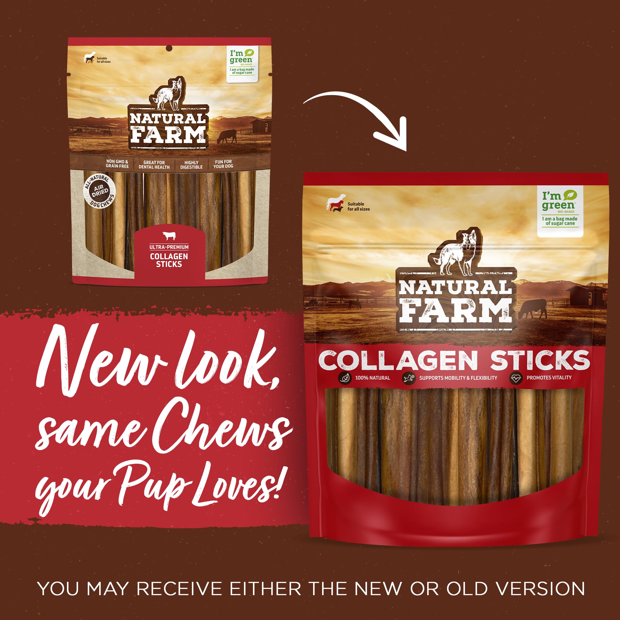 Natural Farm Peanut Butter Collagen Sticks dog-chewing closeup, offers long-lasting engagement during chew sessions.
