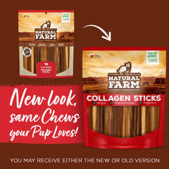 Natural Farm Peanut Butter Collagen Sticks dog-chewing closeup, offers long-lasting engagement during chew sessions.