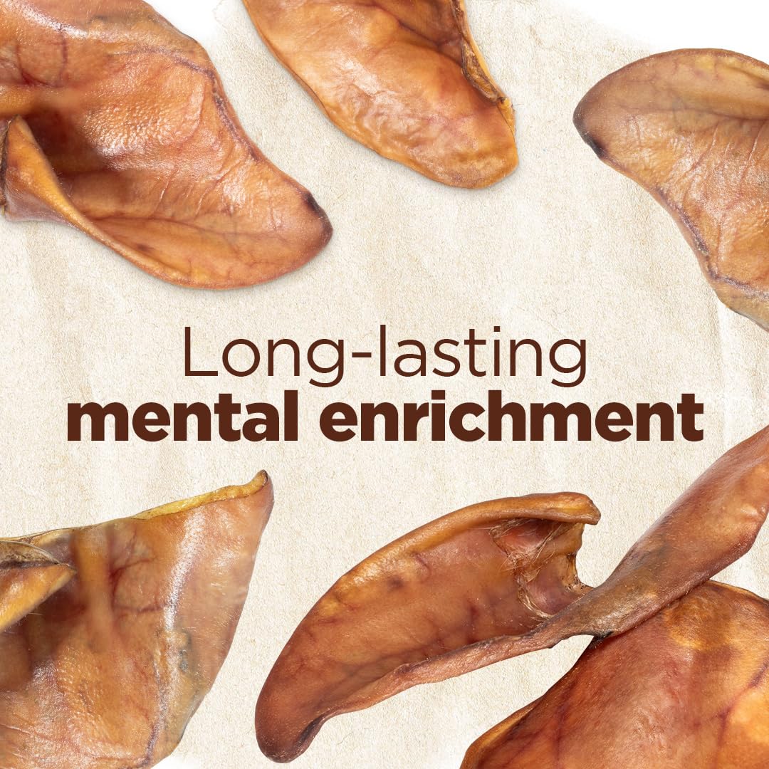 Natural Farm Pig Ears suitable for puppies through large dogs for versatile chew options.