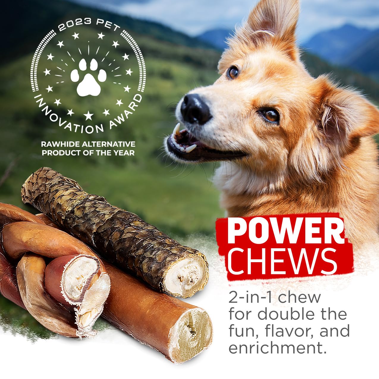 Natural Farm Power Bully Sticks protein and collagen close-up