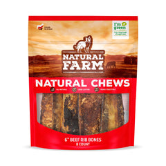 Natural Farm rib bones dog-chew-closeup: premium beef chew that supports healthy jaws.