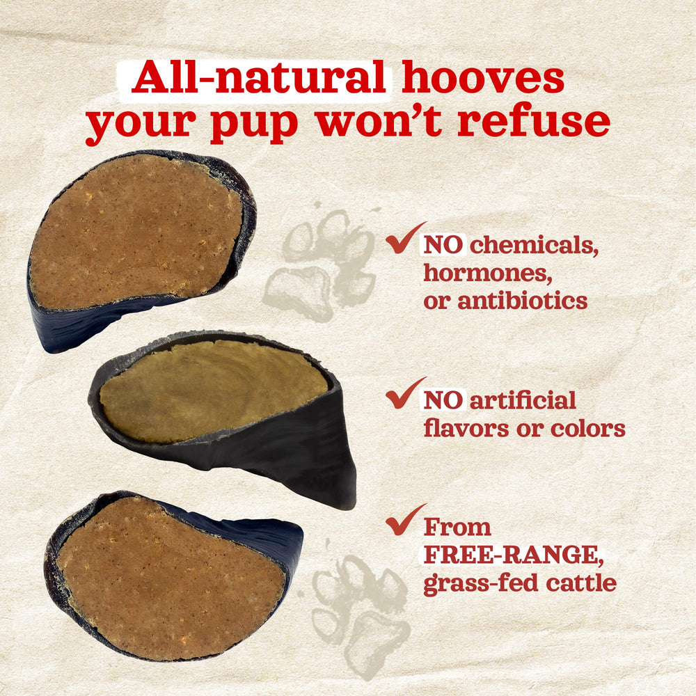 Natural Farm Sweet Potato Filled Cow Hooves texture detail — invites prolonged gnawing and focus.
